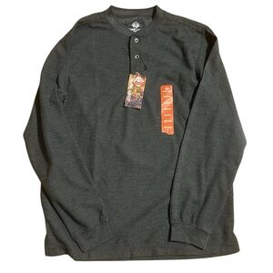NWT Men's Charcoal Henley Long Sleeve Shirt